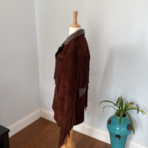 Vintage Lethar Suede Fringe Hippie Kantex Leather Jacket Size 40R - Picture 4 of 13